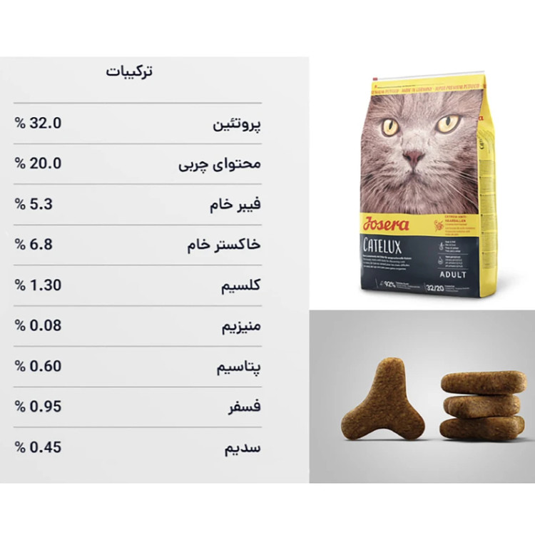 غذا خشک گربه جوسرا مدل Catelux وزن 2 کیلوگرم