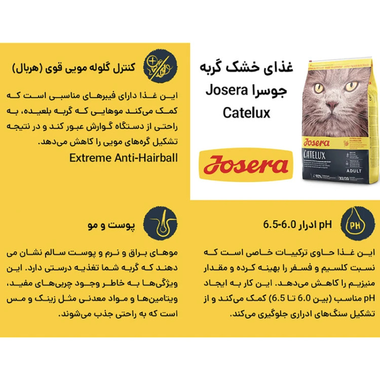 غذا خشک گربه جوسرا مدل Catelux وزن 2 کیلوگرم