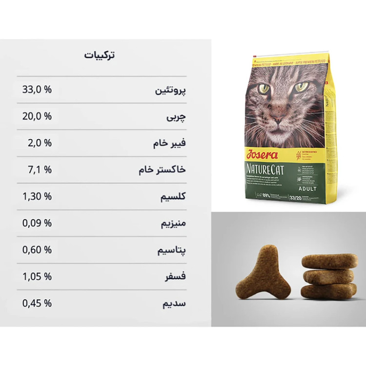 غذای خشک گربه جوسرا مدل Naturecat وزن 1 کیلوگرم