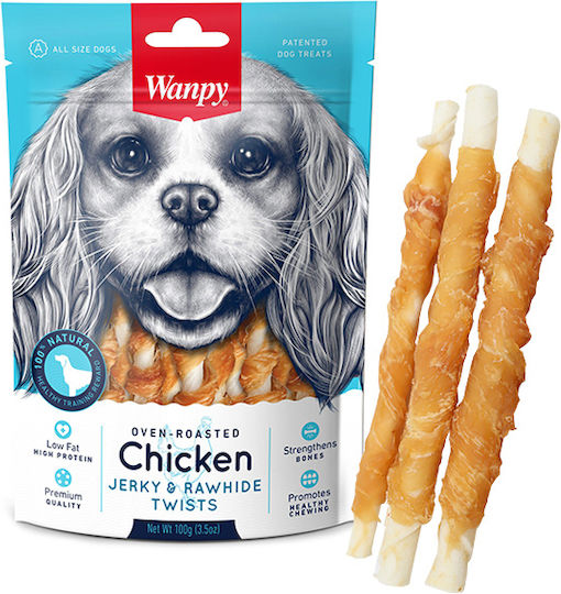 تشویقی سگ ونپی مدل Chicken Jerky & Rawhide Twists وزن 100 گرم