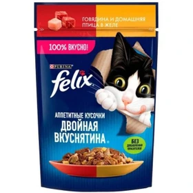 پوچ گربه بالغ فلیکس طعم مرغ و گوجه در ژل وزن 75 گرم